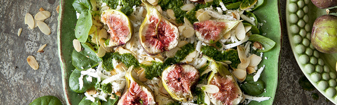 Sallad med halloumi och fikon
