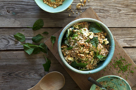 Matvete med sallad och grönmögelost