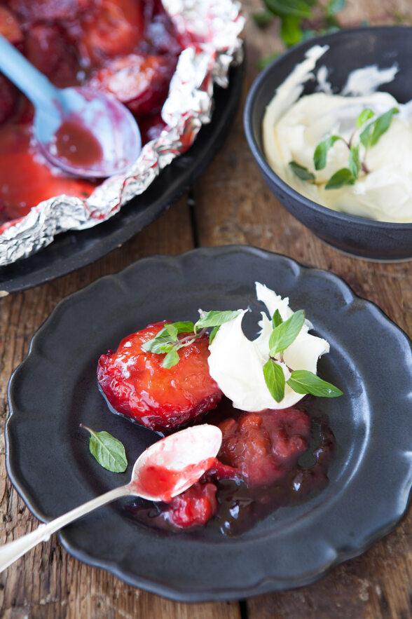 Marinerade plommon med mascarpone